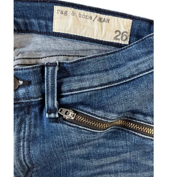 Rag & Bone Skinny Ankle Jeans, Zipper Detail, Stretch, Medium Wash - Size 26 - Picture 6 of 16